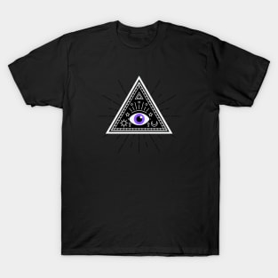 All Seeing eye - black out with purple T-Shirt